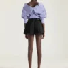 Chemise rayée fendue en popeline Chemise rayée fendue en popeline