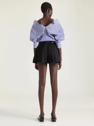 Chemise rayée fendue en popeline