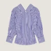 Chemise rayée fendue en popeline Chemise rayée fendue en popeline