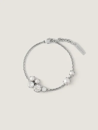 Collier-bracelet Crystal Pearl en métal, cristaux et perles