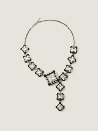 Collier « Crystals » déstructuré en métal et cristaux