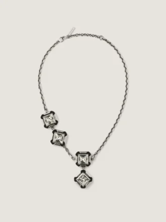 Collier « Crystals » déstructuré en métal et cristaux