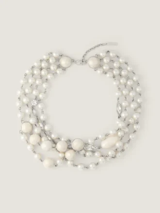 Collier en métal, perles et cristaux