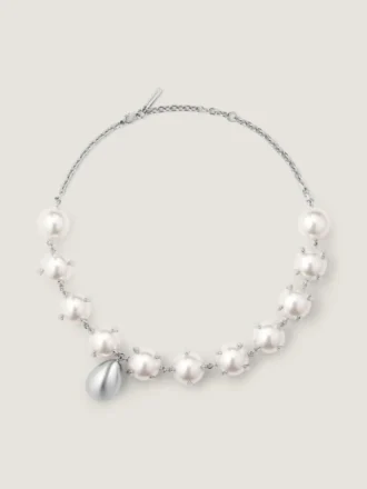 Collier à perles pointues en métal et perles