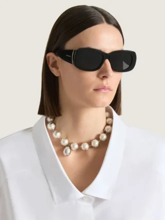 Collier à perles pointues en métal et perles