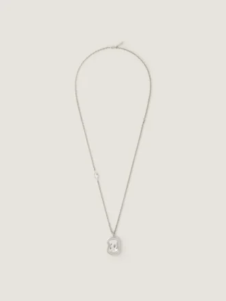 Collier sculptural en métal et cristal