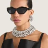 Collier Torque aux cristaux audacieux en métal et cristaux