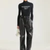 Pantalon à double pli en cuir Pantalon à double pli en cuir