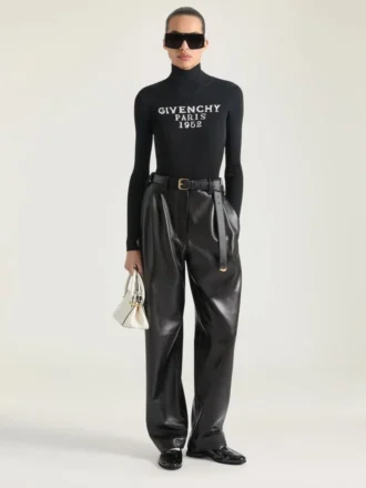 Pantalon à double pli en cuir