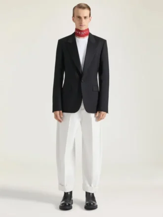 Veste de smoking ajustée en laine et mohair