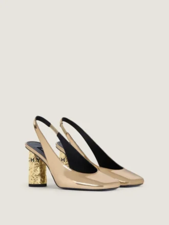 Escarpins à bride arrière en cuir effet miroir