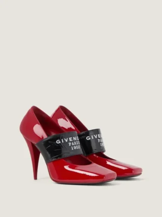 Escarpins à talons carrés en cuir verni avec bande Givenchy