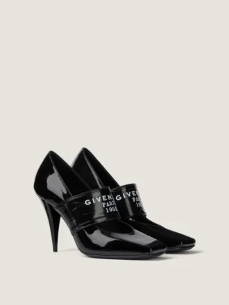 Escarpins à talons carrés en cuir verni avec bande Givenchy