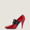 Escarpins à talons carrés en cuir verni avec bande Givenchy