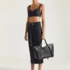 Grand sac Snatch en cuir grainé Grand sac Snatch en cuir grainé