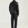 Blouson motard zippé en cuir Blouson motard zippé en cuir