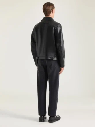 Blouson motard zippé en cuir