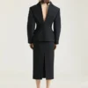 Jupe crayon mi-longue en laine