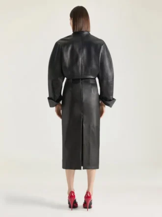 Jupe crayon midi en cuir