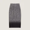 Jupe crayon midi en laine mélangée à chevrons