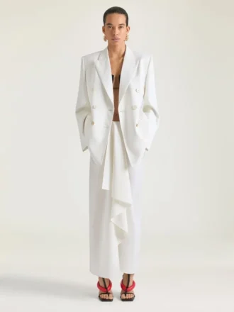Jupe longue portefeuille en laine et mohair