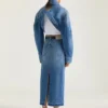 Jupe-pantalon midi en denim bleu moyen Jupe-pantalon midi en denim bleu moyen