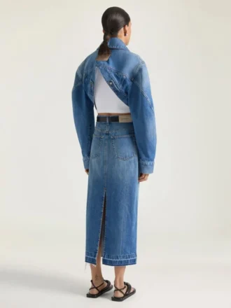 Jupe-pantalon midi en denim bleu moyen Jupe-pantalon midi en denim bleu moyen