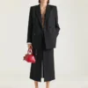 Veste croisée fendue en laine et mohair Veste croisée fendue en laine et mohair
