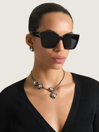 Collier « Crystals » déstructuré en métal et cristaux