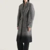 Manteau ajusté Cocoon en laine mélangée jacquard à chevrons Manteau ajusté Cocoon en laine mélangée jacquard à chevrons