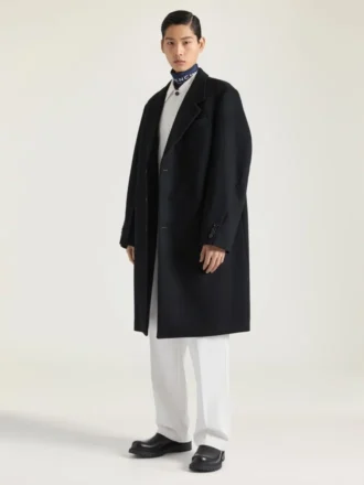 Manteau ajusté en laine et cachemire