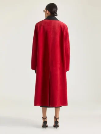 Manteau court en daim avec col en cuir