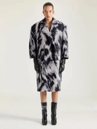 Manteau en jacquard de laine à imprimé animalier