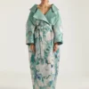 Manteau long fendu en jacquard Roses Manteau long fendu en jacquard Roses
