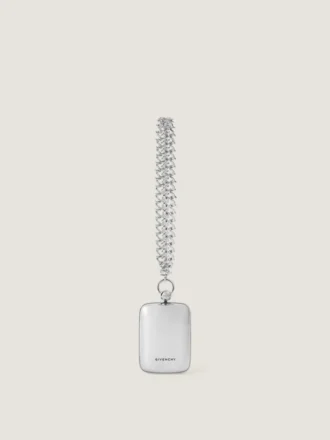Micro pochette de soirée en cuir métallisé avec chaîne