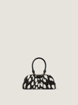 Mini Antigona Bag East-West en cuir effet poney avec imprimé animalier