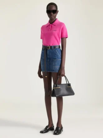 Mini-jupe cargo en denim bleu moyen