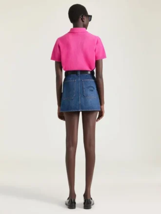 Mini-jupe cargo en denim bleu moyen