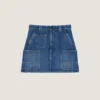 Mini-jupe cargo en denim bleu moyen Mini-jupe cargo en denim bleu moyen