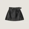 Mini-jupe motard en cuir nappa