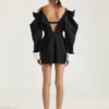 Mini-robe ajustée fendue en laine