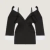 Mini-robe ajustée fendue en laine