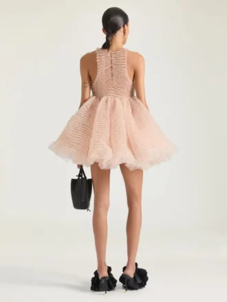 Mini-robe babydoll à volants en nylon