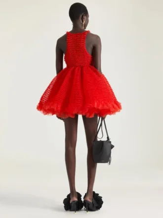 Mini-robe babydoll à volants en nylon
