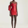 Mini-robe bustier en cuir nappa avec nœud Mini-robe bustier en cuir nappa avec nœud