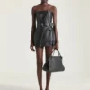 Mini-robe bustier motard en cuir