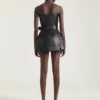 Mini-robe bustier motard en cuir