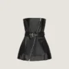 Mini-robe bustier motard en cuir
