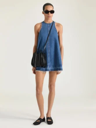 Mini-robe en denim bleu moyen