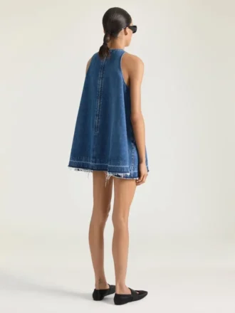Mini-robe en denim bleu moyen